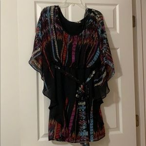 Flowy black print dress